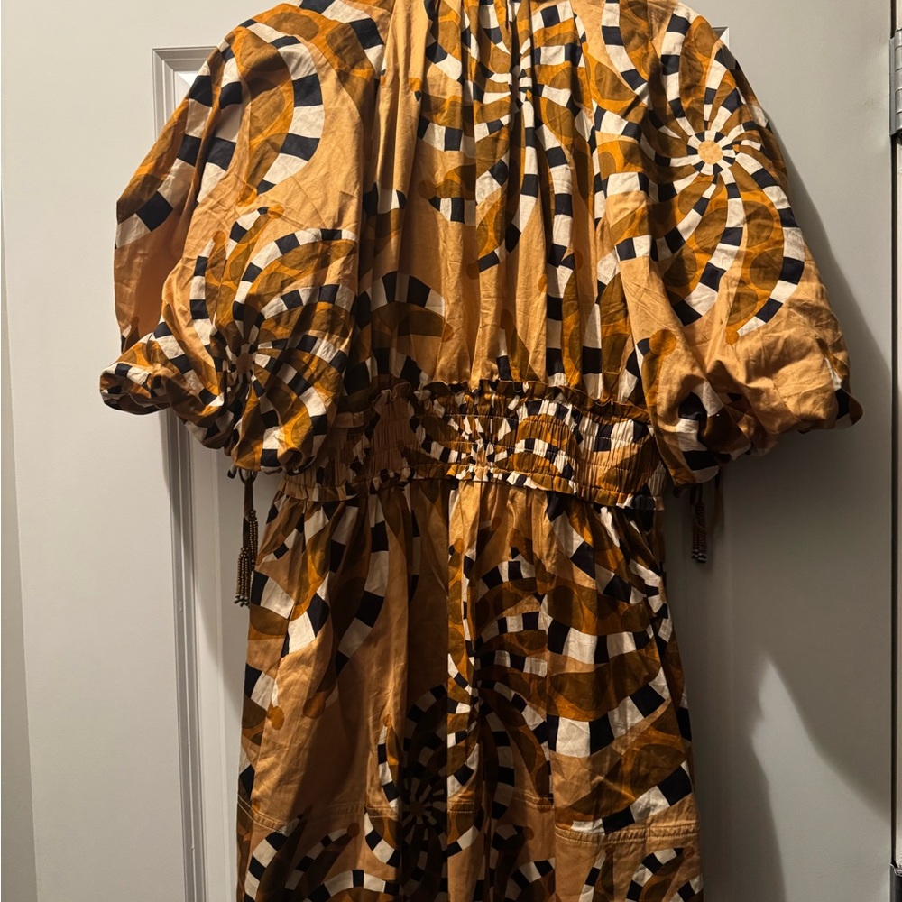 Farm Rio Bananada Geometric Patterned Dress with Puff Sleeves! - Picture 2 of 4